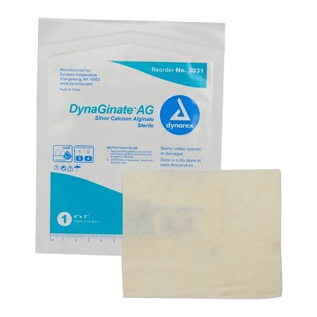 Dynarex Dynarex DynaGinate AG Silver Calcium Alginate Dressing, 4inL x 5inW, 10 Pcs 3031